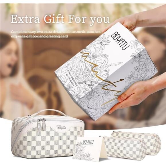 Travel Makeup Bag Cosmetic Bags for Women: Large Make up Bags Set of 3 - - Picture 5 of 6